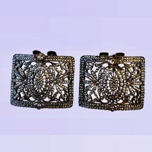 Vintage Shoe Clip Studs Silvertone Heavy Large - image 1